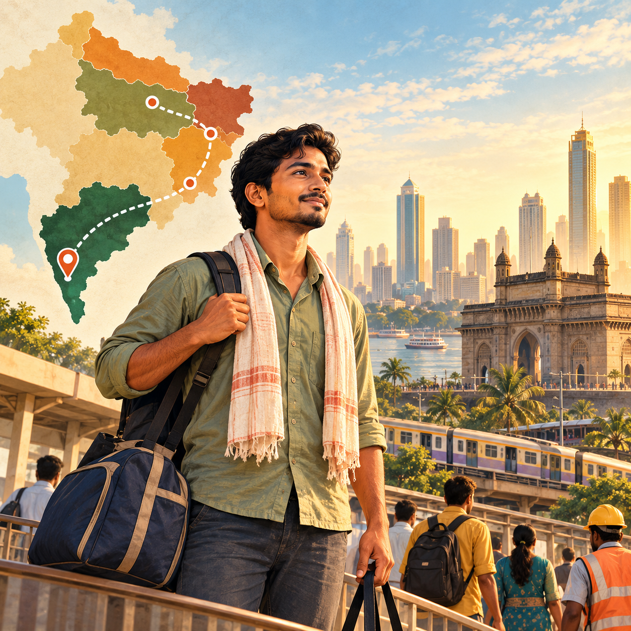 Worker relocating from Uttar Pradesh Bihar or Jharkhand to Mumbai for work